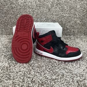Air Jordan 1 Mid SS TD Size 9c Bred Black Gym Red White Toddler Sneakers Shoes